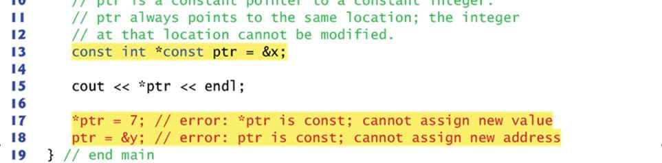 cannot be modified via the pointer e.g.