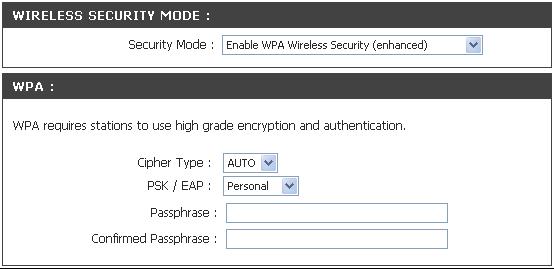 Section 4 - Security Configure WPA/WPA2 Personal It is recommended to enable encryption on your wireless access point before your wireless network adapters.