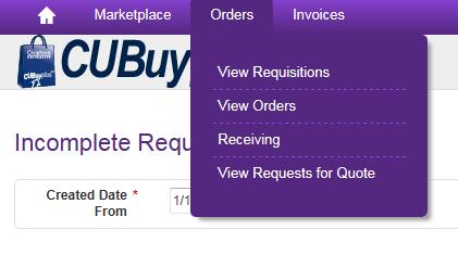 2. You will then see the following screen. Select the appropriate incomplete requisition to view. Assigned Requisitions 1.