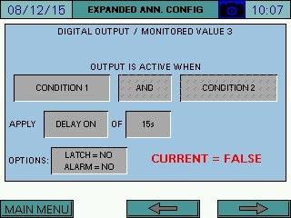 Configure the monitored digital output to activate when the flue temperature is above the desired shutdown setpoint. This is shown under 'CONDITION 1'.