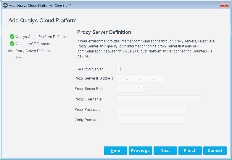 configure the following connection parameters for the proxy server that handles
