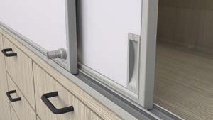 on a double rail, enabling them to slide past each other Optional locks available Handles are included Board