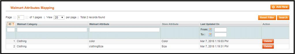3.3.1 How to Map Attributes Click on the Attribute Mapping tab of the Walmart Integration for Magento module, it will redirect to a new page as shown in the screenshot above.