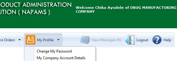 2. Click on Change My Password. 3. Enter Old password and New password in their respective fields and click on Change Password or Cancel to stop password change.