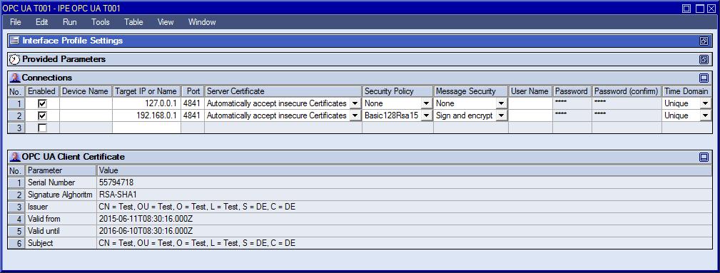 X-Tools - User Manual - 04 - Device Management System 2.3.3 IPE OPC UA T001 2.3.3.1 Overview The IPE OPC UA T001 is used in order to visualize, create and edit Interface Profiles for OPC UA interfaces.