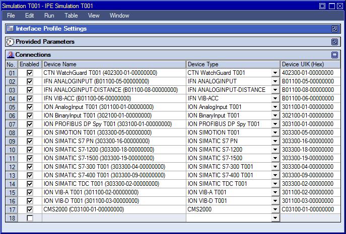 X-Tools - User Manual - 04 - Device Management System 2.3.5 IPE Simulation T001 2.3.5.1 Overview The IPE Simulation T001 is used in order to visualize, create and edit Interface Profiles for simulation interfaces.