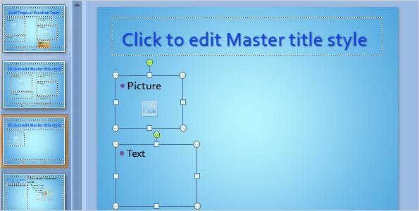 Add and arrange placeholders Now it s time to build your custom layout. The picture shows how placeholders can be added and aligned on the Master title slide.