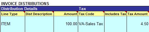 (b) Include Tax on the same Row as the ITEM Distribution Invoices with Multiple Tax Codes Release 12 To load invoices with multiple tax