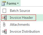 Invoice Header Form A form to enter the invoice header information will display.