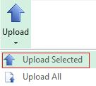 Upload Selected The selected rows (as indicated by the cursor) will be validated/loaded into the interface table.