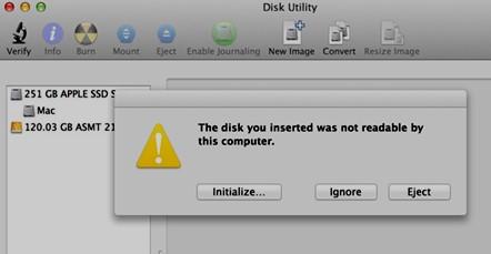 3.4 Initializing, Formatting, or Partitioning an HDD in Mac OS 1) Insert a drive and turn