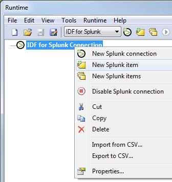 Industrial Data Forwarder for Splunk 12 Item Count: This provides the total number of Splunk items currently in this connection.