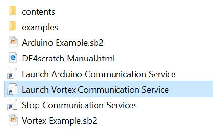 DF4Scratch service and control Vortex through Scratch 2.0.
