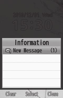 a Select notification If messages are received out of Standby, sender numbers or mail addresses (names if saved in Phone Book), etc. scroll across Display top. Afterward appears (fp.1-3, P.13-11).