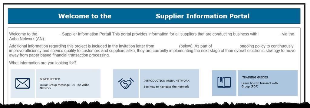 Accessing the Supplier Information Portal cont. A system page will be displayed 4.