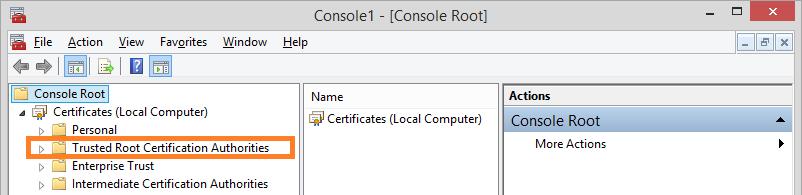 In the Console window, expand the Certificates (Local