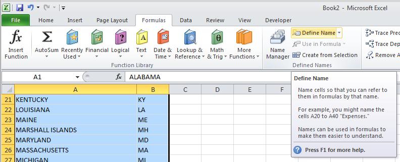 Columbia will be included), return to the Microsoft Excel workbook (spreadsheet), go to cell A2 and do a paste. (If you use a Paste Special Match Destination Formatting (M) it will be a lot cleaner).