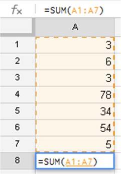 Select the cells containing the values in the column above the cell in which you are working.