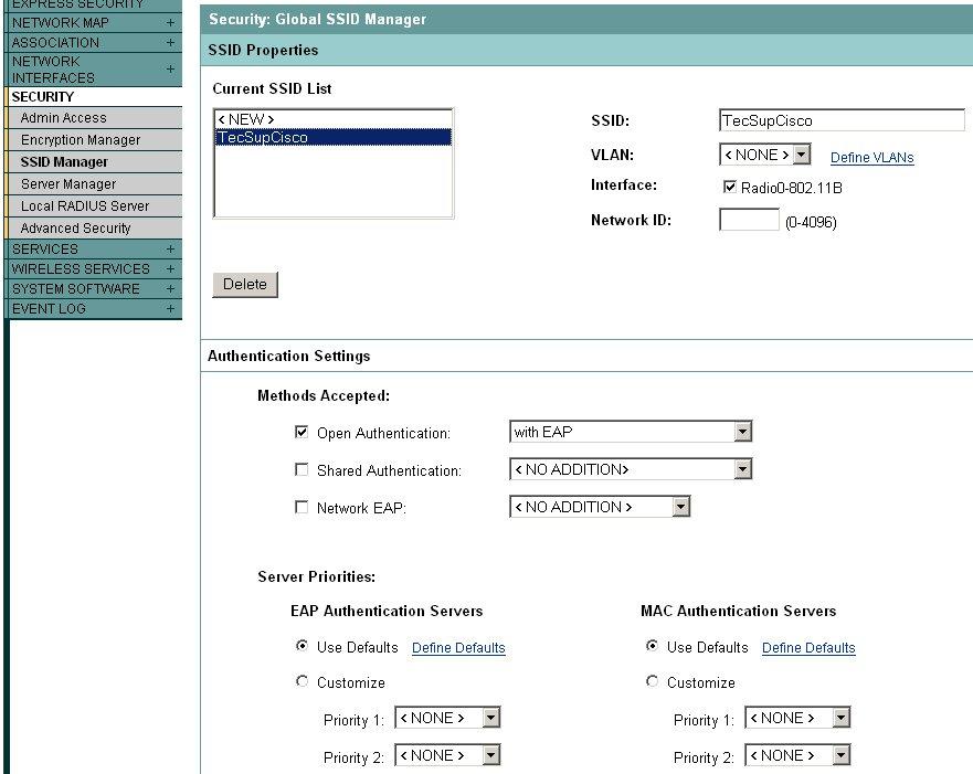 Configure the Cisco 1200 AP for PEAP authentication.