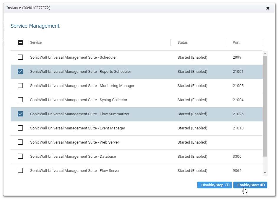 Service Management Through the service management user interface, all the installed service(s) of a GMS instance are listed in a tabular format.