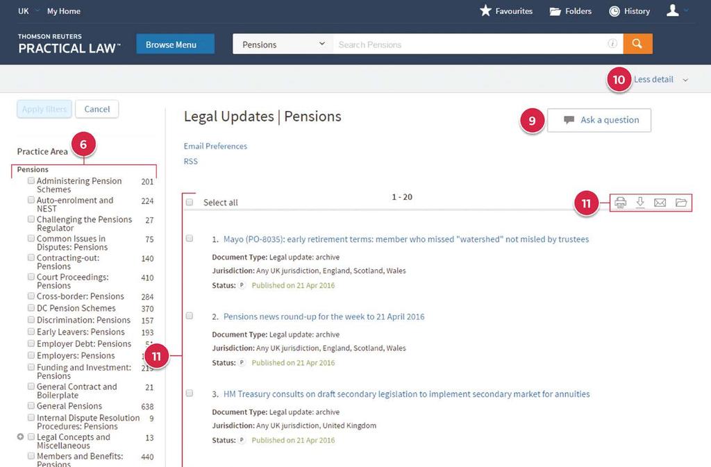 User Guide P41 3 Filter your Legal updates by selecting one or many topics or jurisdictions of interest.