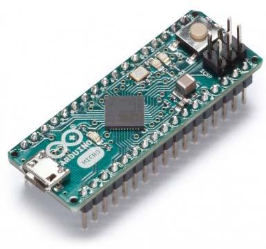 ARDUINO MICRO WITHOUT HEADERS Code: A000093 Arduino Micro is the smallest board of the family, easy to integrate it in everyday objects to make them interactive.