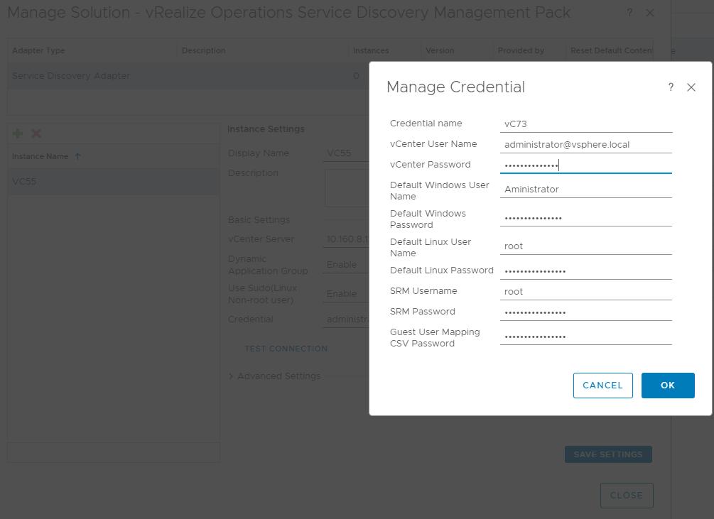 Configure the vrealize Operations Service Discovery Management Pack 3 When you configure the management pack, you can discover and retrieve service-related information running on each virtual machine.