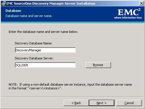 Installing Discovery Manager 5. Enter the logon information: a. Type the fully-qualified Domain. b. Type the Service Account and Service Account Password.