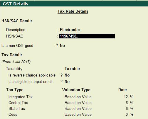 Similarly create a stock group of Low Value appliances -> set alter GST details as yes Set your tax rate in Integrated Tax Field.