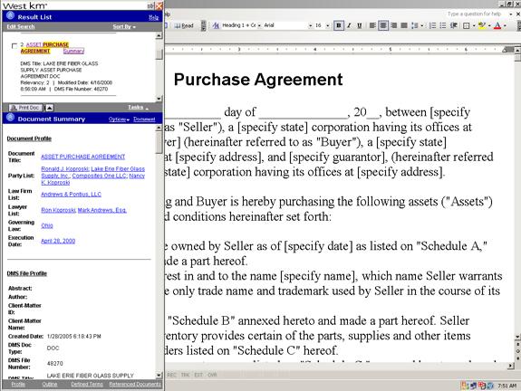 Viewing a Summary The Document pane displays the full text of documents, clauses, and defined terms.