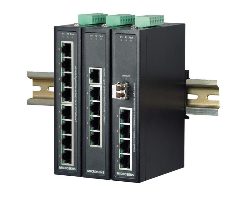 Product Overview 5 / 8 Port Gigabit Ethernet Industrial Switches Entry Line Description The new Gigabit Ethernet industrial switch offers the full Gigabit performance on all ports.