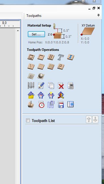 The toolbar that was on the left side of the screen has now been replaced with the Toolpaths toolbar on the right side.