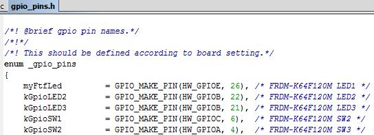 Adding a New Board Configuration (Cont) Open gpio_pins.