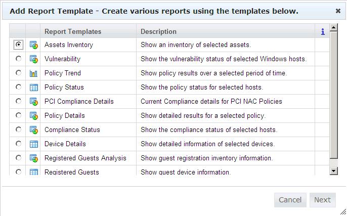6. Select a report template and then select Next to begin generating a report. See Configure Date/Time Format for Report Output.
