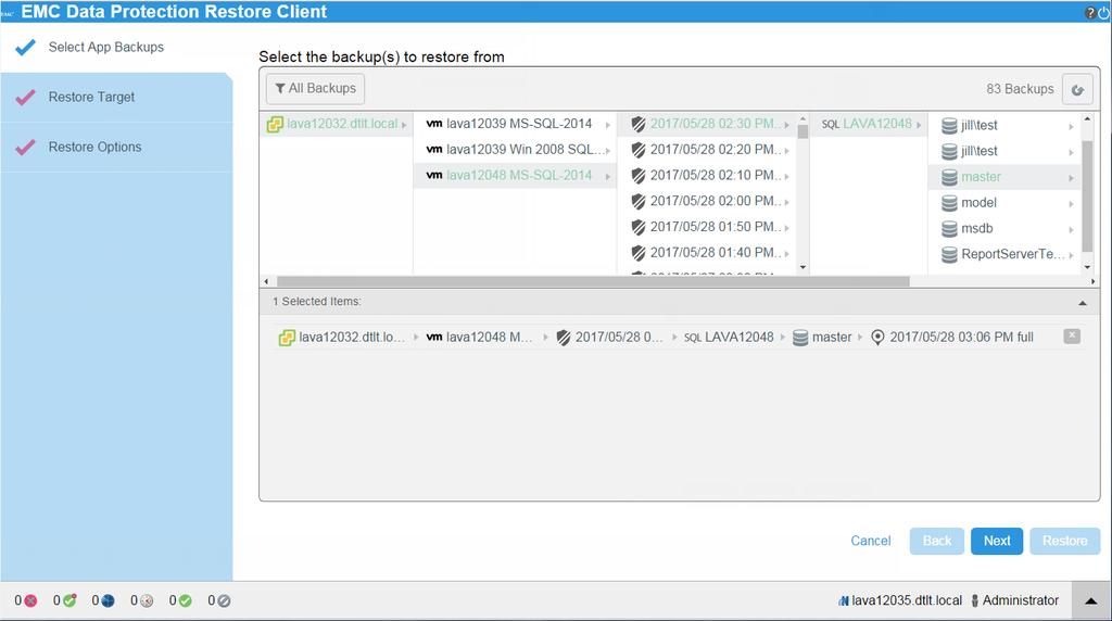 Recover virtual machines and data For Admin mode, type the NetWorker credentials.
