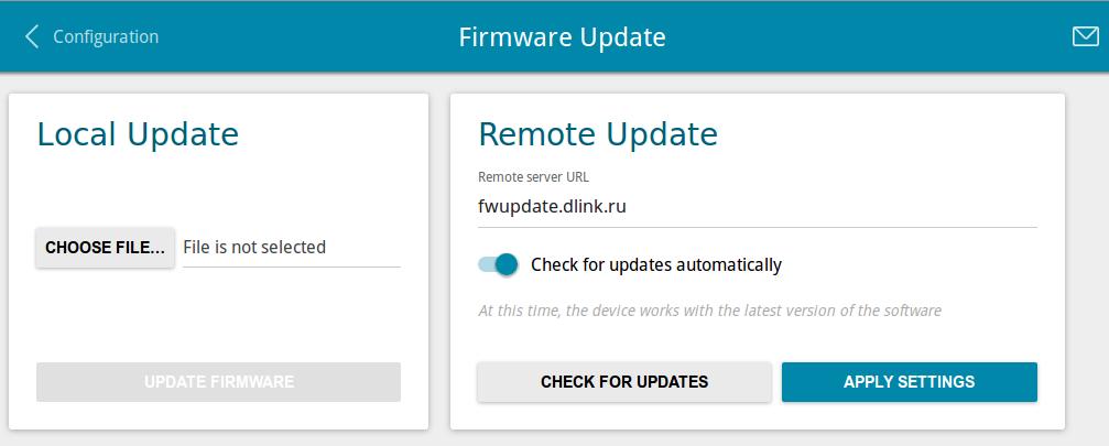 Firmware Update On the System / Firmware Update page, you can update the firmware of the router and configure the automatic check for updates of the router's firmware.