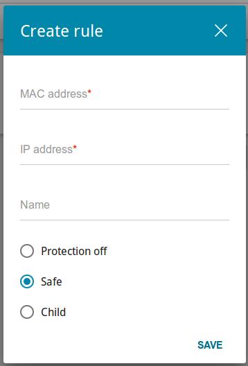 In the Known Clients section, the devices connected to the local network of the router at the moment and their relevant filtering mode are displayed.
