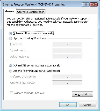Installation and Connection 6. Select the Obtain an IP address automatically and Obtain DNS server address automatically radio buttons. Click the OK button. Figure 11.
