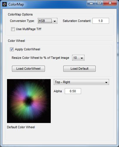 Overview of Options Conversion Type: HSB: Hue Saturation Brightness RGB: Red Green Blue Hue-Map: Hue (Saturation & Brightness constant) Default is HSB.