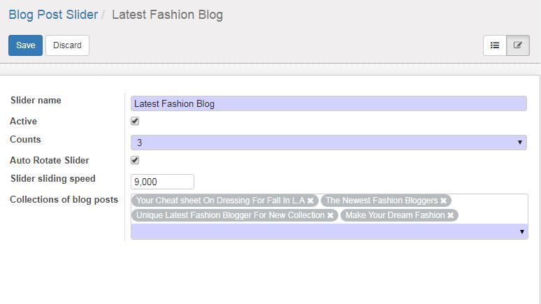 Go to Website Admin -> Blog -> Blog Slider Configuration to manage blog posts on the web site.