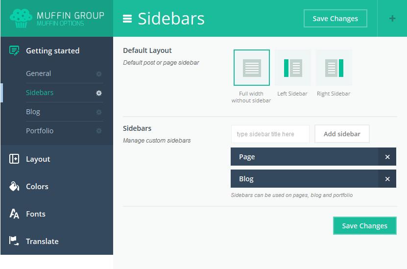 4.1.2 Sidebars This is default option for pages and posts. Here you can set whether your post or page should have full width or maybe include a sidebar (left or right).