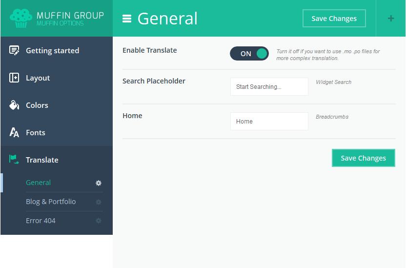 4.5 Translate Translating the most important sections on the page has never been so easy. 4.5.1 General It depends how you want translate your theme. If you don`t want to translate using.mo and.