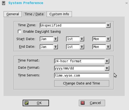 3. Click OK to save the settings. Setting the time and date To configure the time and date settings: 1. From the desktop menu, click the System Setup, and then click System Preferences.