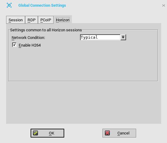 a. Select the Enable H264 check box. This option allows H.264 decoding in Horizon Client. Enabling this option, improves the performance of high-end applications. To validate the H.