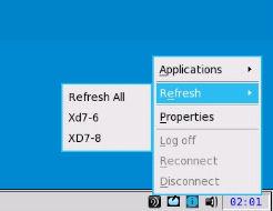 The following message is displayed in the lower right pane during application refresh. 2. Applications are refreshed in Session bar list, Connect Manager list and App menu list.