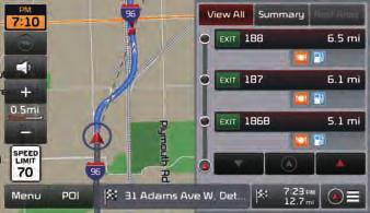 Using the Navigation Intersection Zoom Mode Upon entering a highway during route guidance, the highway mode will automatically be displayed.