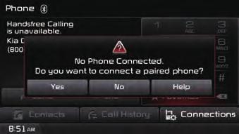 Basic Mode Screen When a Phone is Already Paired Press the key on the steering wheel or press the PHONE Press Yes Select the device from the device list Press Connect.