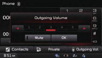 Setting Mic Volume While on a call Press the Set Outgoing Volume Press OK. Outgoing vol. i information The volume heard by the other party may differ depending on the mobile phone.