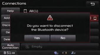 Disconnecting a Device Select the device you wish to disconnect Press Disconnect Press Yes.