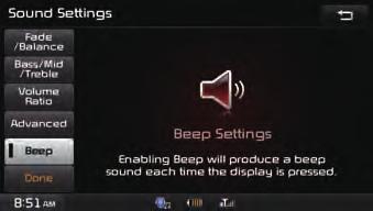 Setting Beep Display Setting Display Mode Press the Sound button Press Beep Set and press Done.
